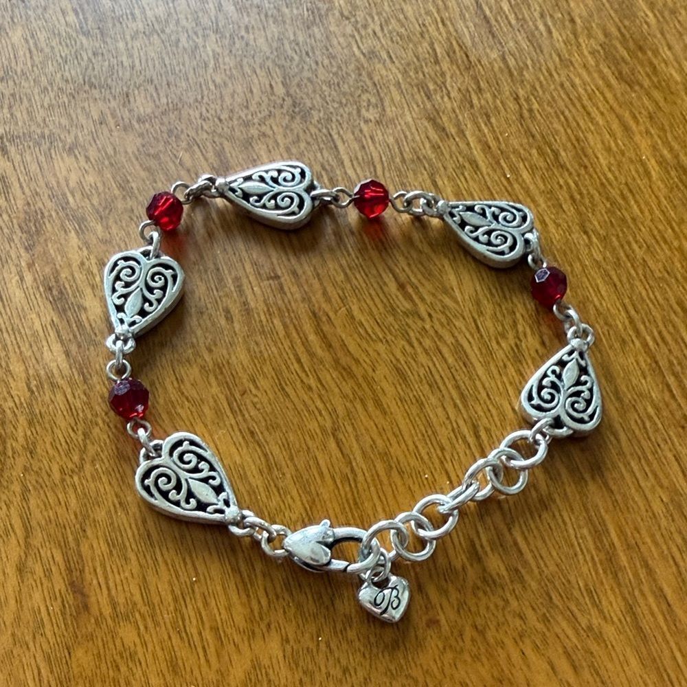 Brighton Milas Heart Red Crystal Bracelet Faceted Swarovski Crystals